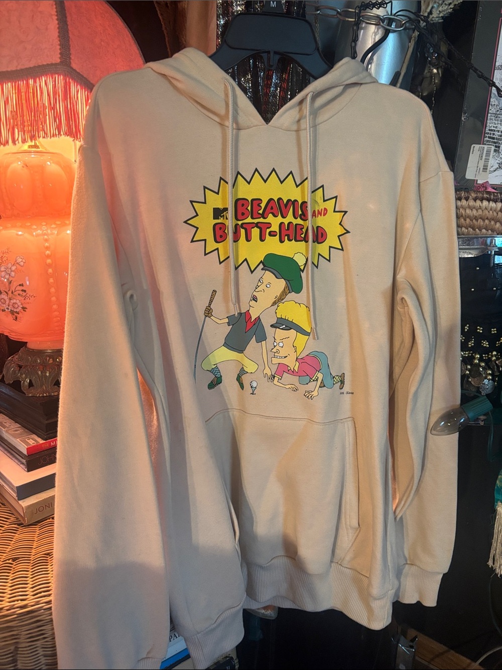 Beavis and Butt-Head Graphic Hoodie - Beige Pullover Hoodie